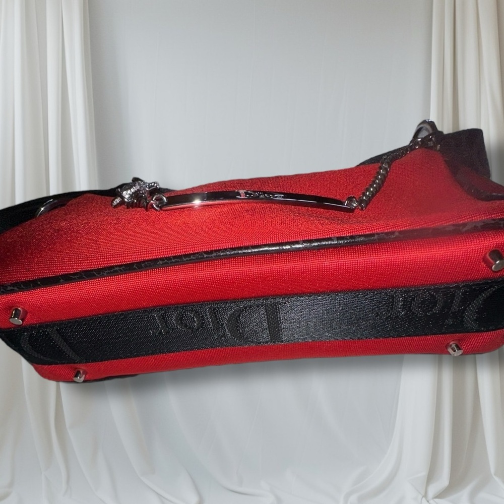 CHRISTIAN DIOR Red Silk Jersey Crystal Hardcore Bag RARE VINTAGE GALLIANO ERA - Picture 5 of 17